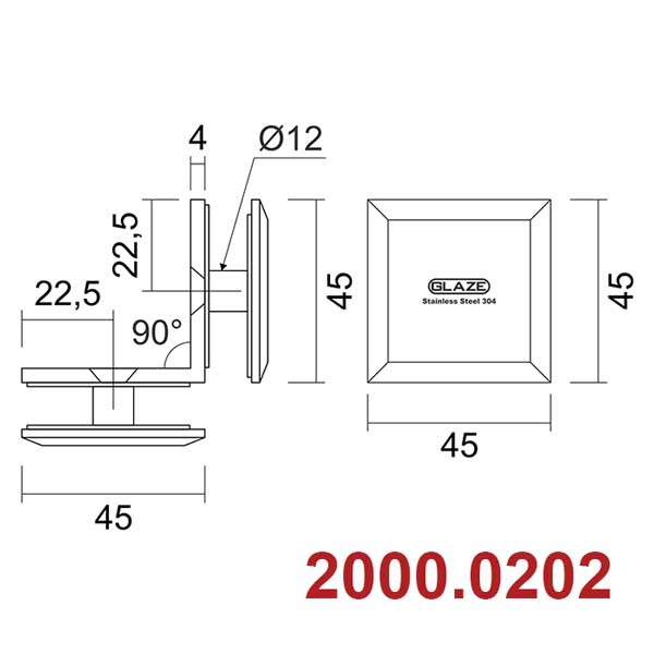 Kẹp kính kính 90° 2000 - Ảnh 2