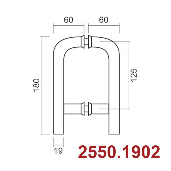 Tay nắm cửa kính 2550 - Ảnh 2